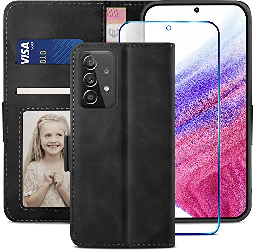 YATWIN Handyhülle Kompatibel mit Samsung Galaxy A53 5G Hülle, Klapphülle Samsung A53 5G Premium Leder Brieftasche Schutzhülle [Kartenfach] [Magnet] [Stand] Handytasche Case für Samsung A53 5G, Schwarz