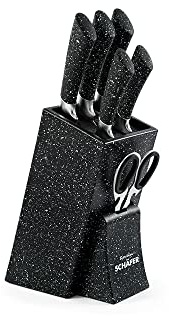 Schäfer 7-tlg. Messerblock Marble Black schwarz