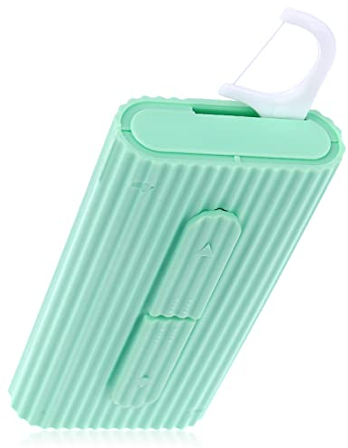 WLLHYF Portable Dental Floss Cases Automatic Dental Floss Pick Organizer Case Travel Flosser Dispenser Storage Case Refillable Holder Boxes with 10 Floss Picks for Teeth Cleaning