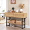 [en.casa] Mueble Recibidor Varberg Mesa Consola Mesa de Entrada con 2 Cajones y 1 Estante Regulable en Altura Metal Aglomerado 75 x 120 x 30 cm - Efecto Roble