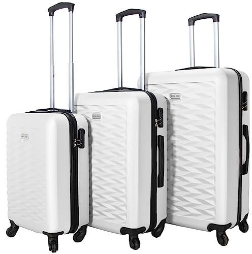 VERTICAL STUDIO 20 24 28 Koffer Reisekoffer 3er-Set Trolley Mehrteilig mit Ziffern Kofferschloss aus Kunststoff (ABS) Vier Rollen (Weiß Västervik)