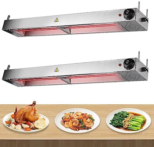 VFDZ Lampade Riscaldanti per Cucina, Acciaio Inossidabile (2pcs, 60cm) | Lampada Scaldavivande, Sospeso Scaldavivande con Temperatura Regolabile per Ristorante, Hotel, Cucina