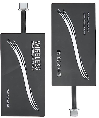 2 Pcs Wireless Charger Receiver, Universal USB C Wireless Charger Receiver, QI Wireless Charging Adapter, Ultra Thin Lightweight with Self Adhesive Silicone