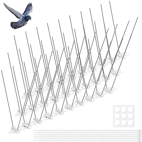 OFFCUP Taubenabwehr Spikes, 75cm Edelstahl Vogelabwehr Spikes Balkon, Taubenspikes Edelstahl Vogelschutz Spikes und Vogelschreck Taubenschutz für Balkon Dach Zaun Garten Fenster