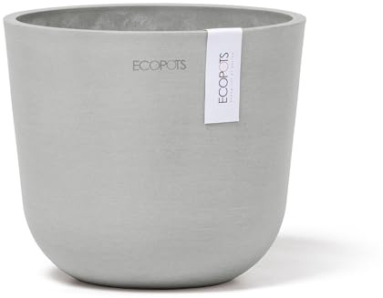 Ecopots Blumentopf Oslo Hell Grau - Durchmesser Ø 16 cm rund klein - Pflanzentopf aus Recycling Kunststoff - Übertopf modern für Indoor und Outdoor