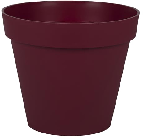 EDA - Vaso di fiori rotondo Toscana Ø 25 cm - Volume 6 L - Ø 25 x H.21 cm - Rosso Borgogna