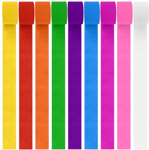 Leikedun 9 Rolls Rainbow Crepe Paper Streamers | Colorful Crepe Paper Rolls, Perfect for Backdrop & Hanging Decor, Festival & Celebration