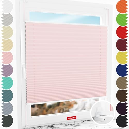 Schuette® Plissee ohne Bohren ● Thermo Kollektion: Rosewater (Rosa) ● 45x80cm (Breite x Höhe) ● Suprafix Faltrollo X Klemmfix Rollo ● Blitzschnelle Montage inkl. Video