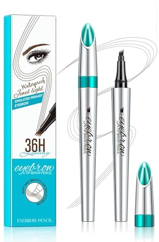 Wasserdichter 3D Augenbrauenstift mit 4 Gabelspitzen, Augenbrauenstift mit 4 Spitze Micro Kopf, Langanhaltend Flüssiger Brauenstift, Natürliche Make-up (5# Rauchig grau)