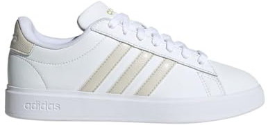 adidas Womens Grand Court 2.0 Lace Up Sneakers Shoes Casual - White, Cloud White/Alumina/Gold Metallic, 8.5 UK