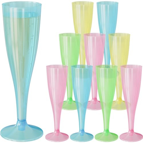 WELLGRO Set di bicchieri da spumante da 150 ml, in plastica colorata trasparente, infrangibili, senza BPA, riutilizzabili, per champagne, numero di pezzi: 30 pezzi