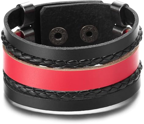 COOLSTEELANDBEYOND Multi-Strang Leder Armband, Herren Damen Breiten Geflochtene Leder, Schweißband, Minimalistischen