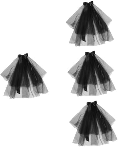 SAFIGLE 4 Stück Brautschleier Kurzes Hochzeitskleid Hochzeitskleider Dekorationen Halloweenkostüm Kurze Brautkleider Geisterhochzeitsschleier Hüftlanger Schleier Gazeschleier Gittergewebe