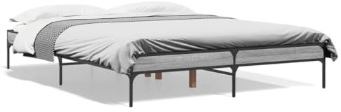 Buzaza Bettgestell Bett Bed Frame Bedrahmen Lattenrost Betten Grau Sonoma 140x200 cm Holzwerkstoff und Metall