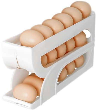 Contenedor De Huevos Para Refrigerador Hueveras Para Frigorífico Dispensador Huevos Nevera 3 Niveles Porta Huevos Rodante Soporte Para Huevos Rodante Para Refrigerador 28x7x13,5cm