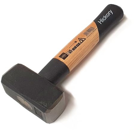 sopomarkt24 Fäustel 1250g mit Hickorystiel – Robuster Hammer nach DIN 6475, Stielschutz, Rundkeil vergossen, ideal für Baustellen, Garten, Werkstatt – Länge ca. 26,5 cm