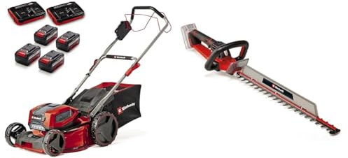 Einhell Professional Tondeuse à Gazon sans Fil GP-CM 36/47S Li BL (4x4,0Ah) Power X-Change (36V, Coupe 47cm, 65L) 4 Batteries 4,0Ah et 2 Chargeurs Doubles + Taille-Haies sans Fil GP-CH 18/61 Li BL