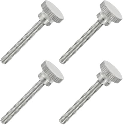 sourcing map 4 tornillos de cabeza moleteada plana M5 x 40 mm, acero inoxidable 304 totalmente roscado, tornillos de tornillo de pulgar para iluminación de electrodomésticos, equipos electrónicos