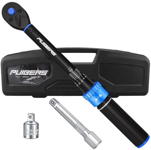 PUIBERS 3/8 Drive Inch Pound Torque Wrench 20-240 in.lb, ±3% Accuracy, Dual-Direction 72-Tooth Small Torque Wrench Set with Extension Bar 3/8 Adapter for Bike Motorcycle Car Maintenance