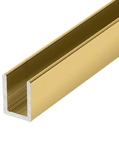 CRL Bright Gold Anodized Frameless Shower Door Aluminum Deep U-Channel for 3/8 Thick Glass - 95 in Long