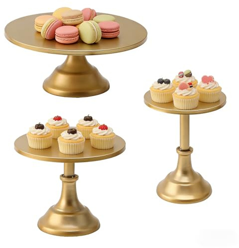 3 Piece Cake Stand Set with Metal Display Stands, 8 10 12 Inch Dessert