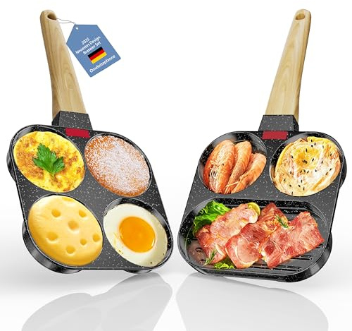 YOYIKKO Spiegeleipfanne 2er Pack, Pancake Pfannkuchen-Omelett-Pfanne, gesunde Eierpfanne für Crêpes, kompatibel mit Gasherd und Induktionskochfeld (schwarz-80)