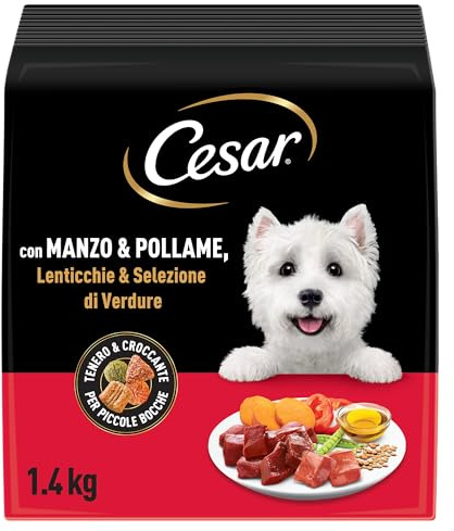 Cesar Cibo secco per cani adulti con Manzo Fresco, Pollame e Verdure - 5 Confezioni da 1.4Kg
