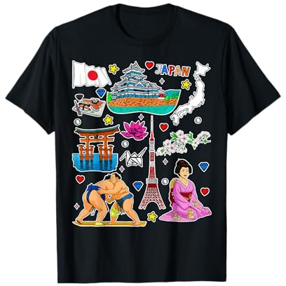Iconos de Japón, Torre de Tokio, Mapa, Sumo y Cultura Japonesa Arte Camiseta