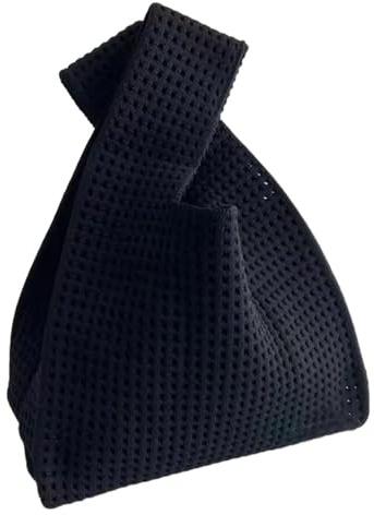 Anopo Kleine Knotentasche für Damen Gestrickte Tragetasche | Kompakte Strick Handgelenktasche mit Breitem Henkel für Alltag, Reise, Sommer & Strand