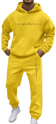 CEWIFO Completo Sportivo da Uomo Casual in Due Pezzi con Cappuccio, Maniche Raglan, Coulisse e Pantaloni in Pile Tuta Pantalone da Lavoro