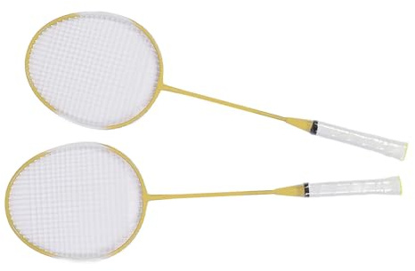 Generic Badminton-Set für 2 Spieler, Badmintonschläger-Set, Geringer Windwiderstand, mit 3 Nylon-Federbällen, Tragetasche für das Training (Yellow)