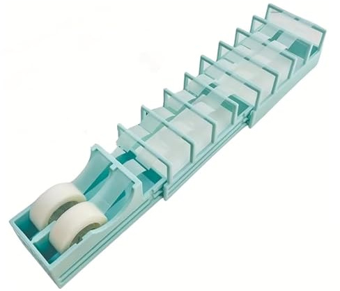 Kompakt Tejphållare - Perfekt for Presentinslagning Och Pyssel, Dubbel Rullhållare Passar Olika Tejpstorlekar Med Enkel Dispensering, Förbereder 18 Tejpremsor Snabbt, Bladfri, Kompakt, Robust(Green)