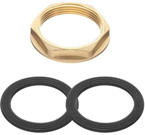 GIONAR Messing-Kontermutter mit Flansch, 3,8 cm (1 1/2 Zoll), mit 2 Flanschscheiben, Flansch-Unterlegscheiben, Flansch-Messing-Rückmutter, für Küchenspüle, Waschbecken, Warmwasserbereiter und