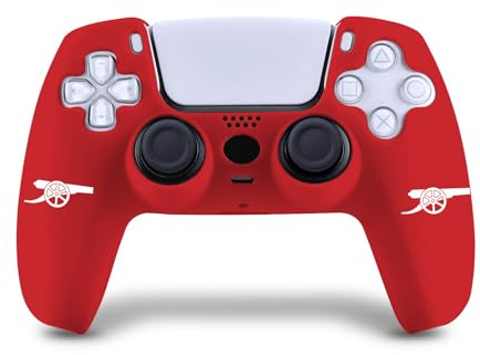 Head Case Designs Officially Licensed Arsenal FC White Cannon Logo Red Silicone Game Controller Skin Case Compatible With PS5 Sony DualSense Controller