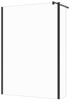 Vente-unique - Paroi de douche à l'italienne avec volet pivotant - Noir mat - Verre 6 mm - (140 + 40) x 200 cm - DAREN