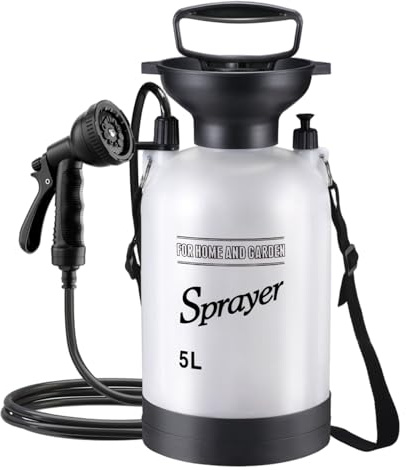Vistnale Portable Shower Pump, Portable Camping Shower, 5L with 10 Modes Sprayer Head and 9.84ft Hose for Garden Picnic Hiking Beach Car Cleaning
