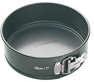 MasterClass Molde de 18 cm con base suelta y antiadherente sin PTFE, PFOA ni BPA, resistente acero al carbono de 1 mm de grosor, molde redondo de 7 pulgadas, gris