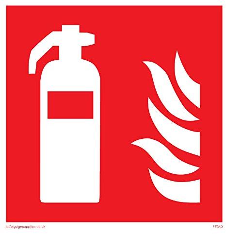 Viking Signs FZ340-S10-V Señal con símbolo de extintor de incendios, vinilo, 100 mm de alto x 100 mm de ancho, rojo