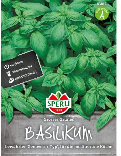 83812 Sperli Premium Basilikum Samen Großes Grünes Genoveser | Basilikum Saat | Basilikum Saatgut | Kräuter Samen | Kräuter Saatgut