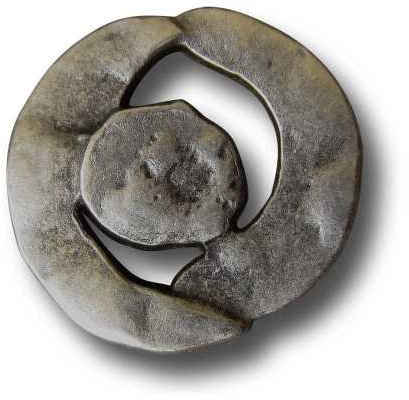 5er Set außergewöhnliche, leicht unrunde Knöpfe mit Durchbruch/altsilberfarben/Metall/Ø ca. 22 x 23mm
