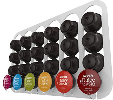 Expression Products Coffee Capsule pod Holder Wall Mounted Holds 24 Capsules Compatible with Dolce Gusto Pods (White)