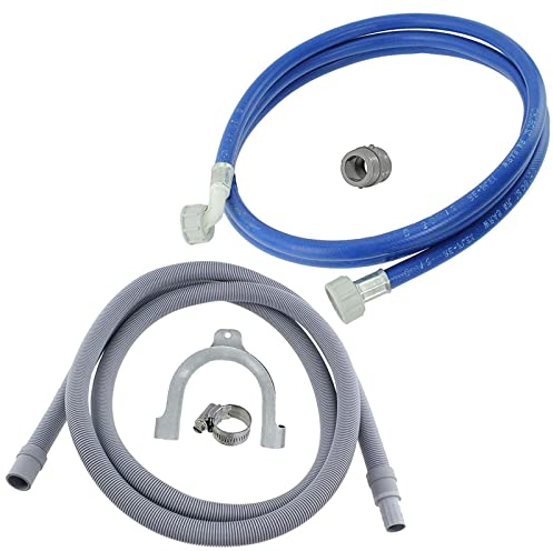 SPARES2GO Water Fill Pipe & Drain Hose Extension Kit Compatible with Samsung Washing Machine (2.5M)