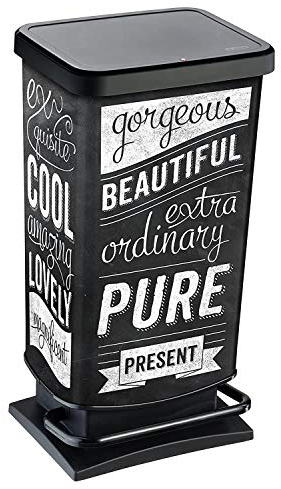 Rotho Paso Pattumiera 40l con pedale e coperchio, Plastica PP senza BPA, Nero(Hipster), 40l 35.3 x 29.5 x 67.6 cm