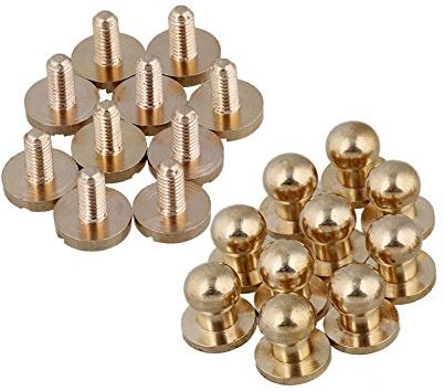 BQLZR Lot de 10 rivets pour le cuir - À visser - En laiton -, Doré,