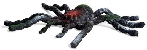 BOHS Gummispinne, 14 cm Fake-Spinne, dehnbares Halloween-Spielzeug | 8 detailreiche Beine, rote Augen, Pedipalpen und Spinnwarzen; weich und quetschbar; Streiche, Schreckeffekte und Stressabbau