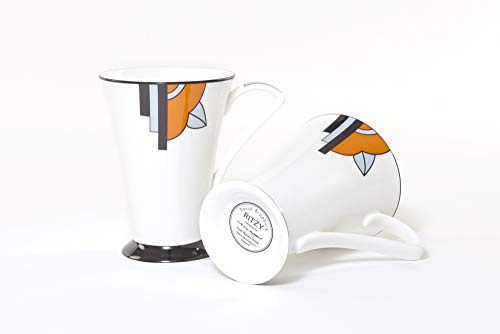 Attractive Pair of Art Deco Fine Bone China Mugs in TheRitzy (Orange) Design
