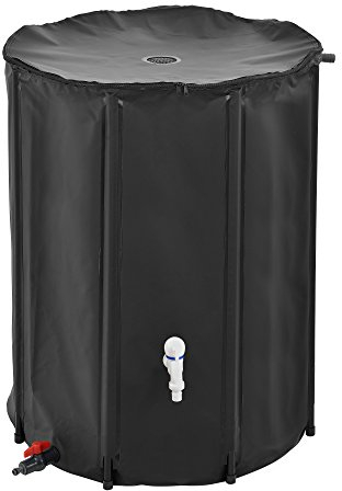 casa.pro Bidone Raccogli Acqua Piovana Serbatoio Flessibile in PVC Contenitore Pioggia con Filtro Rubinetto Valvole Troppo Pieno e Scarico capacità 500L Collegamento da 3/4