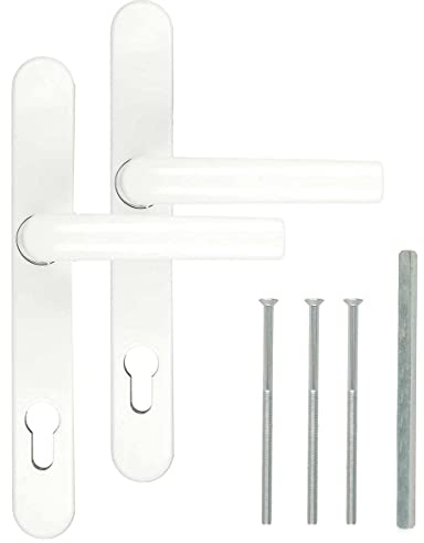 Premium Drückergarnitur DHS 92mm - Schildbreite 32mm, Farbe:Weiß RAL 9016, Griffart:Griff-Griff