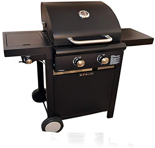 ke grill BARBECUE A GAS 2 FUOCHI CON FORNELLO 108X53X108CM ARREDO GIARDINO BBQ DA ESTERNO ART.KE001