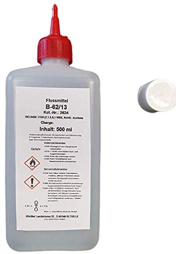 500 ml Flussmittel B-62/13 in Vierkantfl. + Dosierverschluss - Gebrauchsfertiges Flussmittel zu löten von Kupfer- und Messingwerkstoffen und Heißmetallisieren
